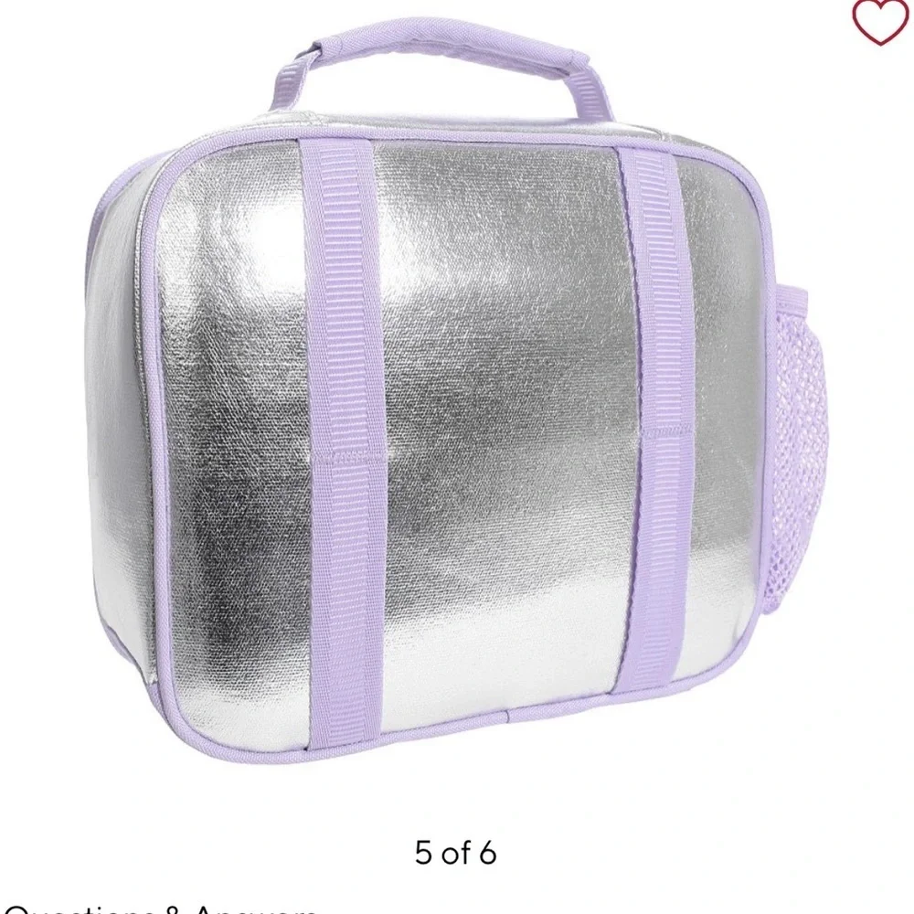 Pottery Barn Kids Mackenzie Silver Metallic Hearts Lunch Box